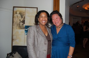 Stephanie Parsons (left) of Malden and Teresa Wu of Somerville have been cooking and donating lunches to On The Rise, Inc., a day-program for homeless women. They liked the party atmosphere at the '80's Throwback Party hosted by Eastern Standard Kitchen & Drink on Nov. 14. ~Photo courtesy of On The Rise.