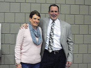 Lorne A. Murphy’s children, Lorne P. and Judy, attended Friday’s ceremony in their father’s honor at the Brune Field House.