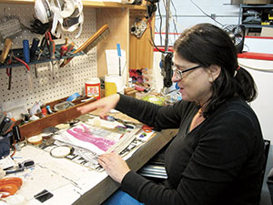 Glick in her studio. Below: A thing of beauty.