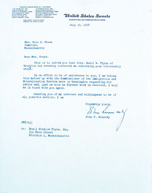 Letter signed by JFK.