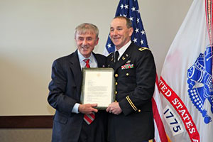 Alderman At Large Jack Connolly with the 2014 grand marshal is Col. Mark Cremin. 