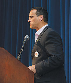 Mayor Joe Curtatone spoke at this year's Youth Peace Conference.