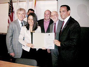 Mayor Curtatone, members of the Board of Alderman, and ACLU attorney Laura Rotolo participated in the press conference announcing the mayor’s executive order regarding the Secure Communities program.