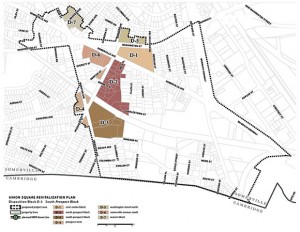 The seven parcels up for redevelopment. (click to enlarge) 