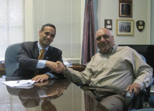  Mayor Joseph A. Curtatone (left) and SEIU Local 3 Business Agent Edmund ‘Ike’ Gabriel.