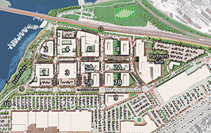 The Partners HealthCare campus would sprawl across four urban blocks.