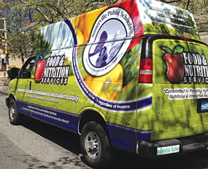 The Food and Nutrition truck is loaded with healthy provisions for the city’s hungry youngsters. 