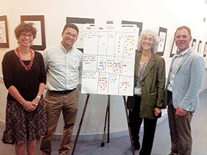 Three of the organizers of the event (L to R): Wendy Blom (Director of SCATV), Oliver Sellers-Garcia (Office of Sustainability), and Lisa Brukilacchio (Somerville Community Health Agenda).