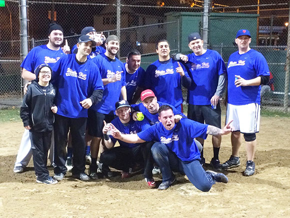Your 2014 Somerville Fall Softball League champions, the team from Winter Hill Liquors. 