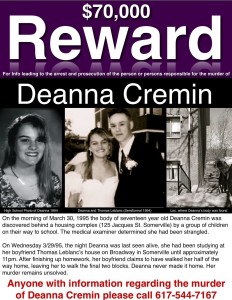 A new flyer has been issued by Friends of Deanna Cremin in the hope that additional information will be brought to light in the case. (click to enlarge)