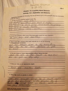 A worksheet from an adult living class that Deanna completed on the 29th of March, the last day she was seen alive, was recently released to the public. (click to enlarge) 