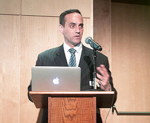 Somerville mayor Joseph A. Curtatone extolled the virtues of Fab Lab, emphasizing its positive environmental impact. ~Photos by Douglas Yu