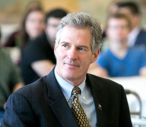 Former Massachusetts Senator Scott P. Brown paid a visit to Tufts University last week. ~Photo courtesy of Tufts University 