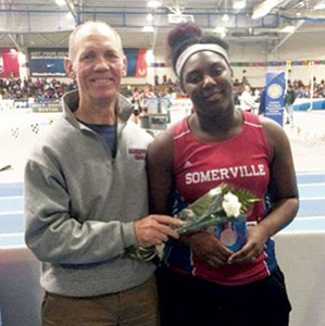 Full Circle’s Gabrielle Etienne had good cause to celebrate after her outstanding performance at the New England Track Finals. 