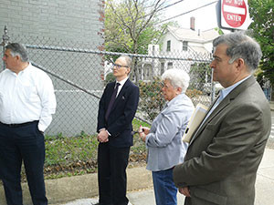 Interested parties gathered last week to take a firsthand look at the former MBTA power substation that is now up for sale. 