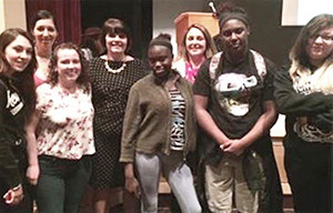 ( Left to Right ) Mikayla Arenella, Melissa Lanzieri, Taylor Corning, District Attorney Marian Ryan, Christine Benjamin, Margaret DePasquale, Gabby Etienne, Amber West.