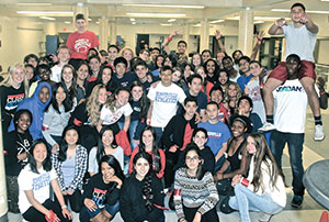 Your record-breaking Somerville High School Most Arm-Linked People To Stand Up Simultaneously squad. 