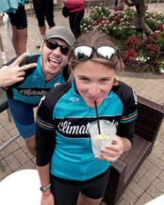 Laura DeBenedetto and friend chilling before heading out for a ride.