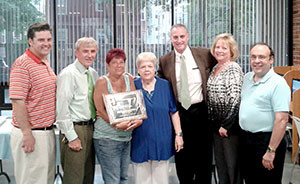 L to R: Alderman at Large Dennis Sullivan, Alderman at Large Jack Connolly, Terry Medeiros (daughter of Betty Medeiros), current President of the Tenants Association Eleanor Rances, Ward 3 Alderman Bob McWatters, Alderman at Large Mary Jo Rossetti, and Alderman at Large and President of the Board of Aldermen Bill White.