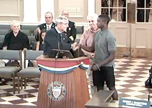 SHS graduate Odmark Ozit was given a citation of commendation by the city in recognition of his athletic achievements. 