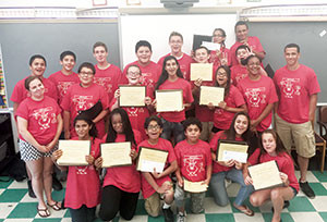 The 2015 CIT/LIT Job Readiness Program graduates: First Row (left to right): Salina Naima, Debbie Casimir, Abhijay Chawla, Kenny Doherty, Victoria Ortiz, Hailey Ann Willard. Second Row (left to right): Facilitator: Samantha Bolt, Joshua Bernardo, Emma Butler, Harmanpreet Kaur, Bobby McCarthy, Jasmine Navas, Jalycia Saul-Martinez, Facilitator: Jamey Thompson. Third Row (left to right): Manny Dias, Andres Garro-Duplisea, John Leyva, Teig O’Shea, Sam Peixeto, Nicolle Lacerda, Brian Gay, Robert Todd. 