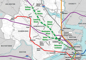 Changes may be in store for the currently proposed Green Line Extension routes. (click to enlarge)