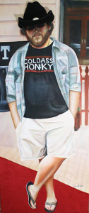 “Cold Ass Honkey” painting and fabric portrait by Danielle Festa.