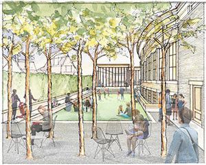 Conceptual drawing for the green space back area. 