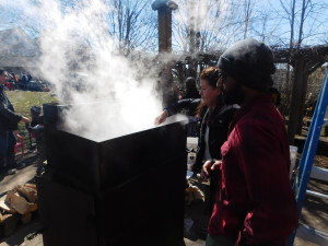 Groundwork Somerville conducted its annual Maple Syrup Boil Down Saturday, ~Photo by Bobbie Toner