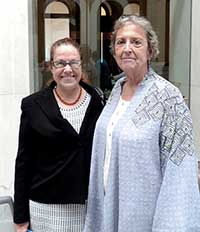 SCES peer counselor Marina Colonas (right) recently spoke at the State House about how Older Adult Peer Specialists can provide a unique connection for clients coping 