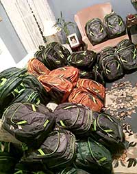Backpacks filled, and ready to go.