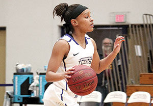 The pride of Somerville High School, Indira Evora now takes giant strides as a leading member of the Saint Michael’s College women’s basketball team. ~ Photo by Alyssa Noble