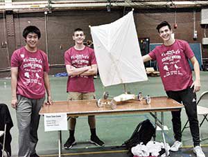 12th annual Scrapheap Showdown 1st Place winners “Team Take Dubs” (Qijiin Chau, Gabe K-G, Samuel Saron). 